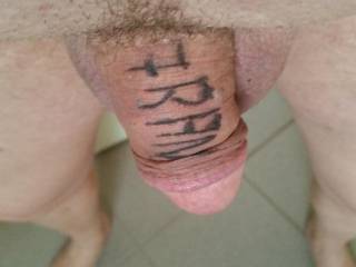 A Zoig friend sent me this picture with my name written on his cock. It is such a turn on I just had to post it.  Thank You!   
Franie,   :)