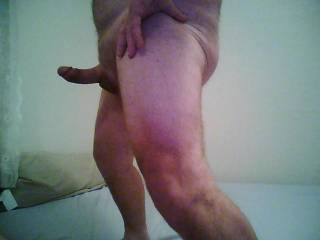 Hubby's hard cock waiting for me to suck it!