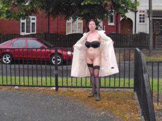 Hubby took a pic of me flashing just as some cars went by - they honked - what would you have done?