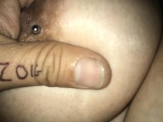 Giving my wife a little tit massage