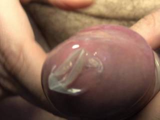 Released some matured yellow cum in condom.