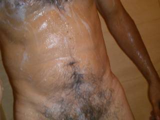 all soaped up , any girls want to help me wash down ?