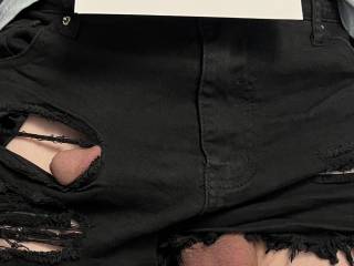 My black denim shorts seem to have a containment issue.