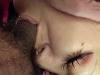 Chantel taking extra good care of my cock today feeling those soft lips going up and down my shaft until I cum down her throat