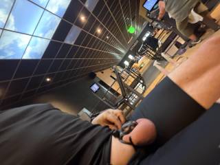 I’ve been back to the gym. My chastity cage was very noticeable through my tight, thin workout pants, and my T-shirt was too short to cover it. It turns me on not knowing who might have noticed it, or even realized that I’m submissively wearing a chas