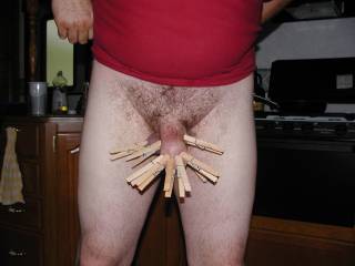 He didn\'t seem to mind the first three clothes pins so I adde a few more.

MsEyarm