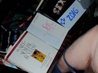 Above view of my dick & 3 sexual books as I stand near the bed. Pic taken with SX 230 camera.