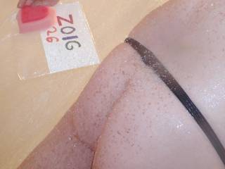 I am wearing a bottomless undie during my shower, so, my butt is showing...TG1 camera was used.