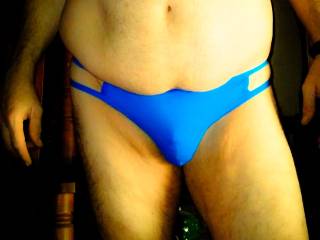 was playing around wearing stuff for each other so I got this pic of him in blue...I think it\'s sexy who else agrees with me?