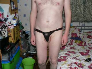 joanne likes to see men in wemens thongs so she got me some and she wanted to do the photos