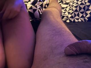 My cock starting to throb as the gorgeous Mrs SS gets ready to give me a treat !