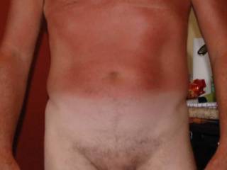 I wanted to take a shot of hubbys tan lines.