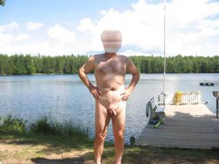 Nude at the lake.