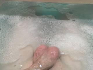 relaxing in the tub after a hard day