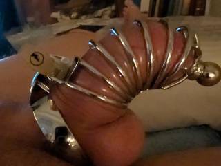 Caged cock trying to escape. Also urethral penetration. Good to wear as long as my mistress wife says I can use the bathroom and maybe cum if she says so.
