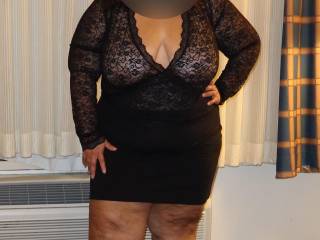 Mini skirt and see thru top is how she walked to and from the room. Love how you can just see her nipples through the shirt