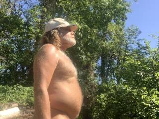 out running around naked enjoying sun