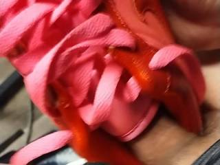 I creamed her little pink nikes and watched her put them on and leave for the day. Really turned me on.