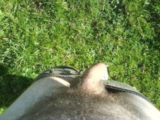 I was out running and it was nice and sunny, noone was around so off come the shorts..
