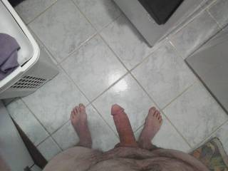 A naked photo, cock and feet.