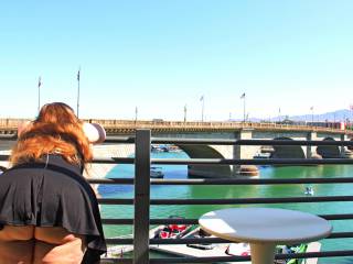Admiring the view of my slutty girl\'s bare ass as she admired the London Bridge at Lake Havasu, AZ. Don\'t you love women who don\'t wear panties when they wear short skirts!?! -FC