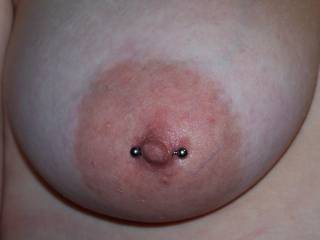 Close-up of Wifey\'s new nipple piercing, right side about 2 hours old.