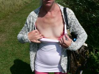 the wife flashing her tits while we were on holiday