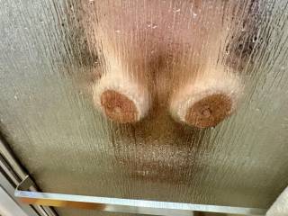 Teasing my man from the shower