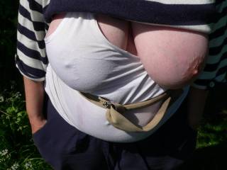 A lovely tits-out greeting - one covered with hard nipples, one ready for sucking