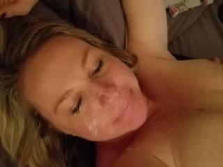 I blasted a big load on her face