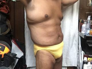 Yellow bikini full body