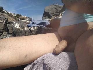 Having a nice day at a suny nude beach