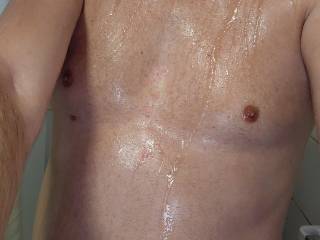 Nice hot shower any takers to come help me wash ?
