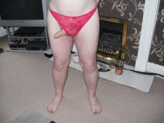 hard on in red panties