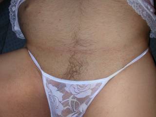 The white lace panties are very hot on you.