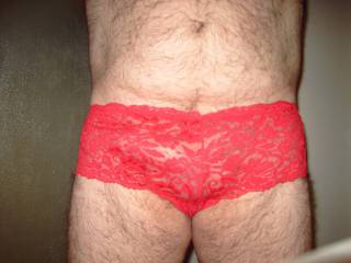 Love to show off in my red boy cut lace panties