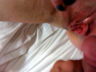 Was getting done fucking her and told her spread it open so I can cum all over her