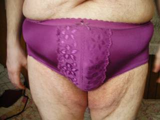 Wearing my new purple panties given to me by my hot ZOIG friend. Do I look cute in them, please comment so I know to do more.