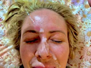 Thought I would finish on her face. What do you all think? Does she look good covered in cum