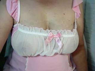 So I was watching cocks and a pussy in the chat in my new pink lingerie outfit, and one of my friends says he wonders if I realize the top part is see-through — and I was like, Wait... What? It\'s see-through? What a shocker that was! lol