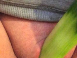 Haven\'t  had a cucumber up me for a long time. Mmm it feels so soothing on the pussy