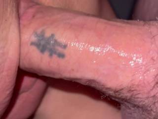 He made me cum about 6 times then I turned around so he could fuck me from behind and had my legs shaking as I started cumming again. Look how wet his cock is from my pussy. Love the way he fucks me