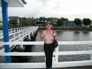 on the board walk at Batemans Bay while on holidays