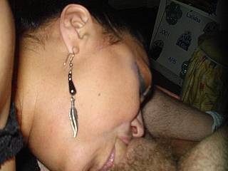 Nice earrings honey!!!! Nice cock sucking too!!