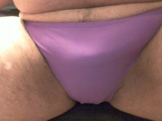 Purple swim bottoms: Love the feel of women\'s bikini\'s.  wish men\'s felt this good, lol.