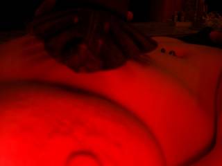Hubby fingering the cam flash whilst taking the shot - damn wish he'd fingered me at the same time .. lol