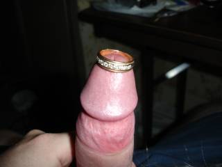 another angle with my wedding ring to show my cock size