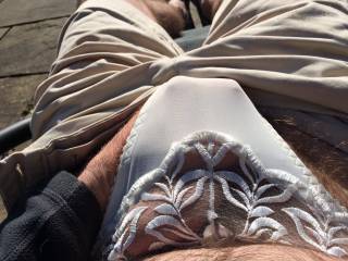 Sunbathing in her panties x