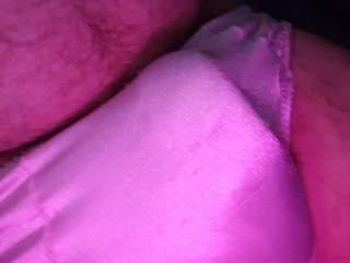 Pink panties yummy so soft and sexy smooth Mmmm yummy all I need is someone to let him out !!