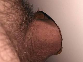 Got a woman working over my cock through a glory hole.